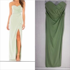 NWT MAJORELLE Strapless Light Green gown size S